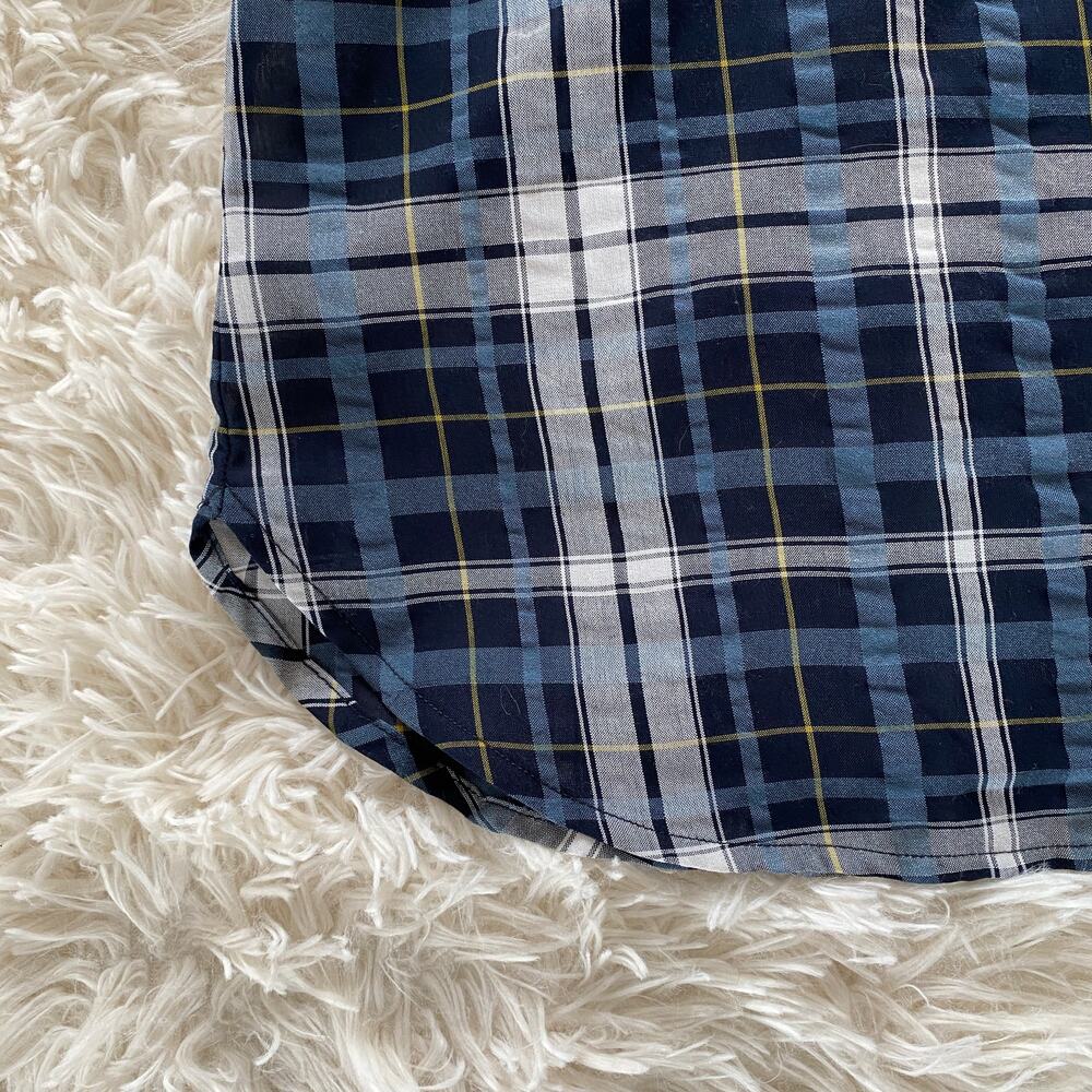 LOFT Blue Plaid Ruffle Sleeve Shell, size M - Picture 5 of 8